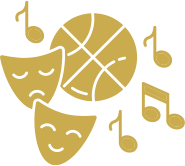 art mask, music, and sports icon